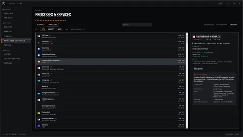 Processes and Services screen. Open full size.
